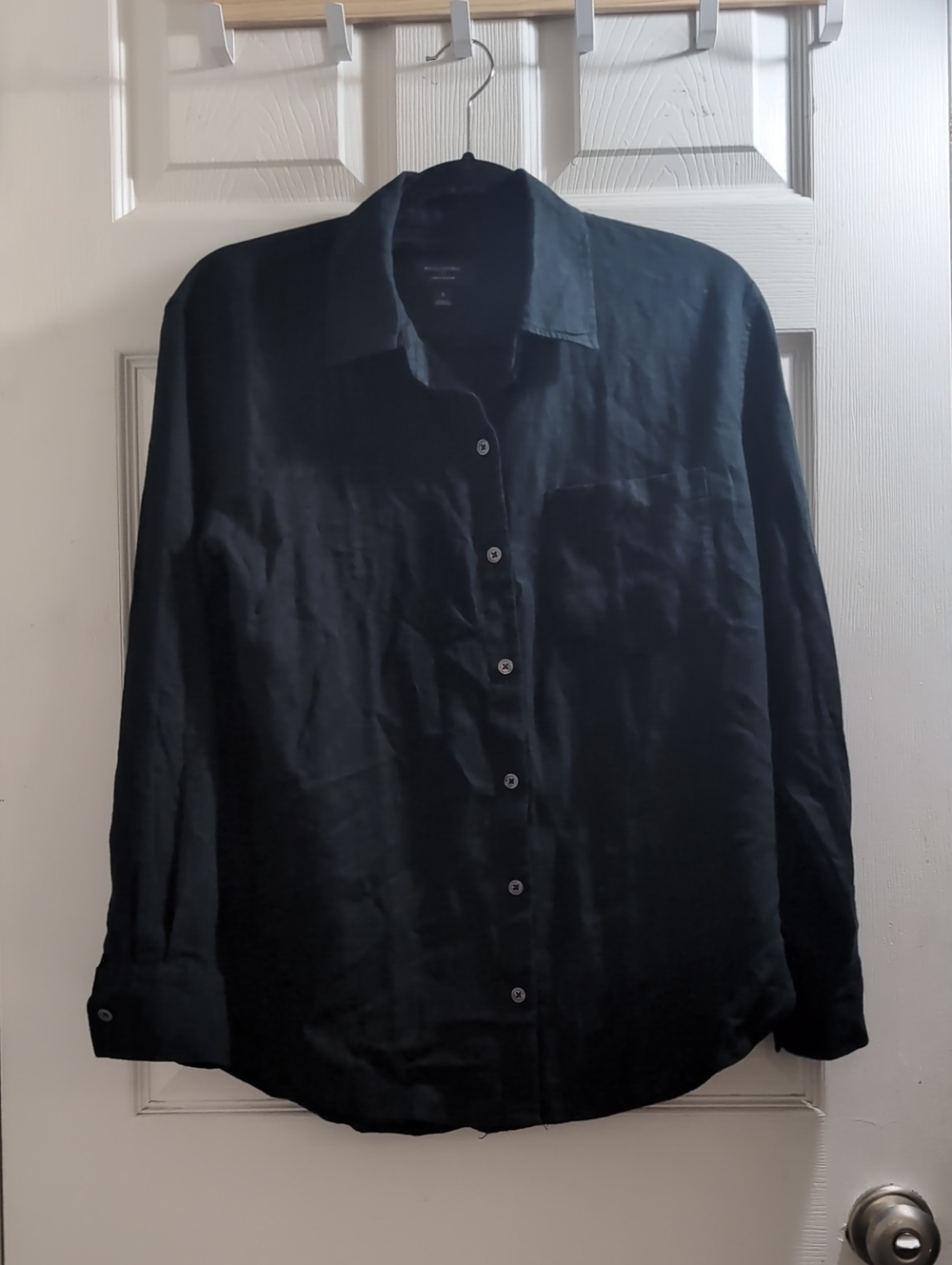 Banana Republic Black Linen Blend Button Down Shirt Size S